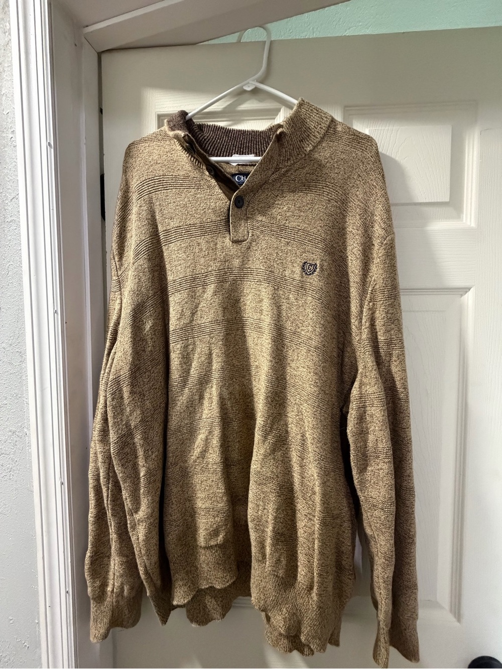 Chaps Men's Brown Zip-Front Shawl Collar Sweater